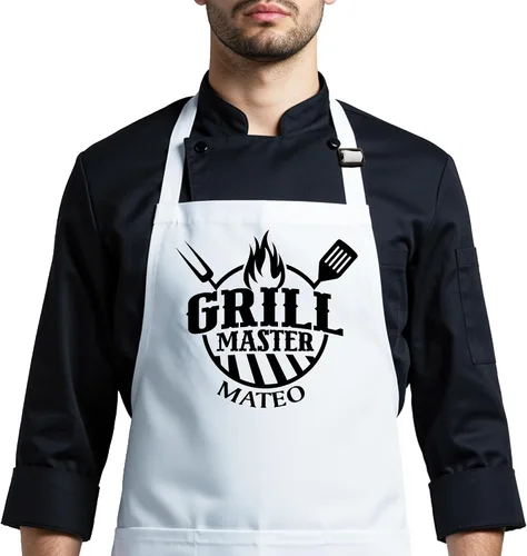 Miniatura 9 de Delantal para barbacoa y parrilla, regalo personalizado para el día del padre para papá, maestro de parrilla, abuelo, delantal de chef, delantales