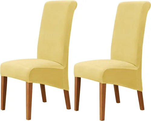 Miniatura 16 de Stretch Velvet Dining Chair Slipcovers Solid Color Armless Chair Cover with Elastic Bottom for Dining Room Kitchen Banquet (Blue, Set of 2)