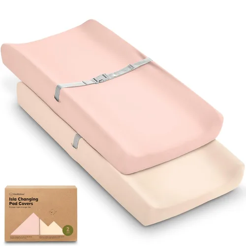 Miniatura 22 de Paquete de 2 fundas orgánicas para cambiador para niña, niño, neutro - 100% algodón, funda para almohadilla de mesa cambiadora, sábanas suaves