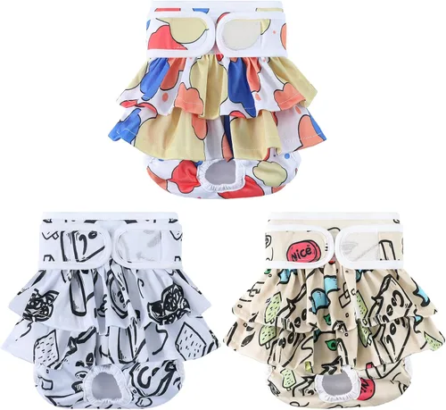 Miniatura 18 de Pañales Reutilizables para Perras Hembras Paquete de 3 Pañales Lavables Altamente Absorbentes para Perras, Pañales Flexibles para Perras, A Prueba