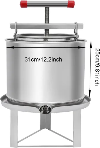 Miniatura 2 de Extractor de prensa de miel de abeja grande, extractor manual de miel de acero inoxidable 12.6L Extractor de prensa de jugo de frutas