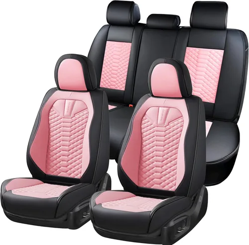 Miniatura 19 de Coverado Fundas de asiento delantero, 2 piezas de fundas de asiento universales para automóviles, de piel de napa transpirable, impermeable, Beige