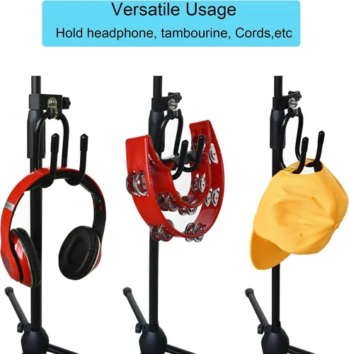 Miniatura 3 de YYST Soporte de micrófono con abrazadera para colgar auriculares de estudio, soporte de gancho para auriculares, cables, panderetas, etc. - Sin