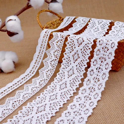 Miniatura 7 de Cinta de encaje beige de 8 yardas, ribete de encaje de algodón, encaje de ganchillo para costura, para manualidades, envoltura de regalo, decoración