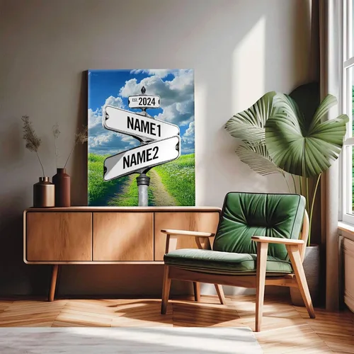 Miniatura 51 de Impresiones en lienzo personalizadas: letrero de calle Crossroads para parejas, arte de pared, nombres y fechas, regalo personalizado, impresión
