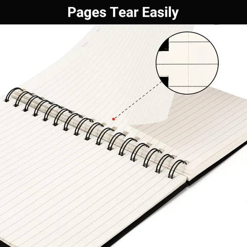 Miniatura 5 de EUSOAR - Cuaderno de espiral rayado universitario, paquete de 3 en negro A5 de 5.5" x 8.3", papel desprendible, tapa dura gruesa, 160 páginas / 80