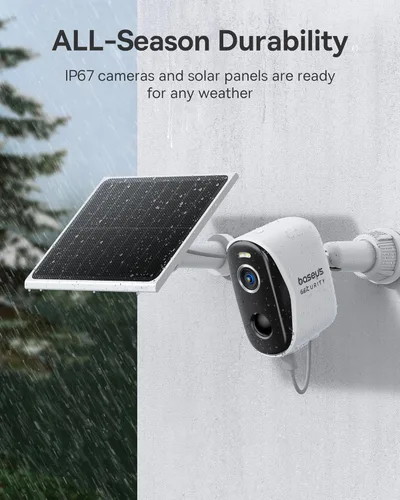 Miniatura 8 de Baseus Cámaras de seguridad solares inalámbricas para exteriores, kit de 2 cámaras N1 con panel solar 3W, cámara de visión nocturna a color 2K