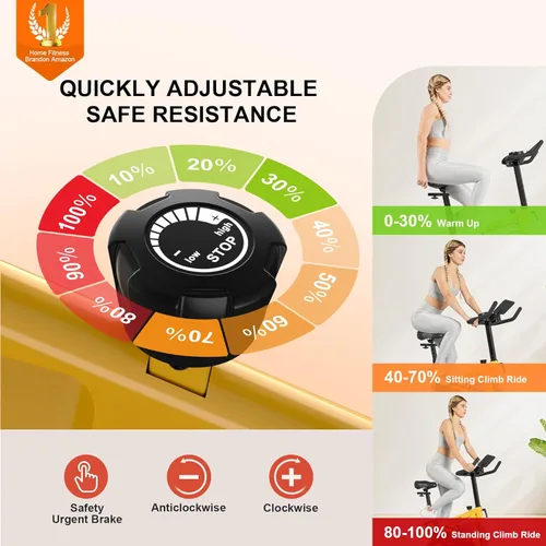 Miniatura 6 de Exercise Bikes for Home, Exercise Bike with Adjustable Friction, Brake Pad Resistance Silent Belt Drive, 330lbs Weight Capacity &Upgraded Version