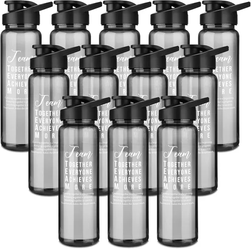 Pinkunn 12 Pcs Employee Appreciation Gifts Thank You Water Bottles Bulk 24 oz Team Inspirational Gifts Reusable Plastic Sports Bottles with Lids for