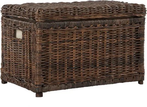 happimess HPM9002A Elijah - Baúl de almacenamiento de mimbre de 30 pulgadas, plegable para almacenamiento plano, ratán-Sarang Buaya, costero para