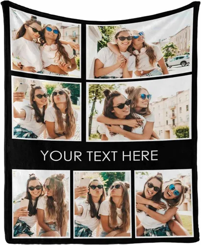 Miniatura 26 de InterestPrint Manta personalizada con texto y fotos, collage, regalo personalizado para cumpleaños, aniversario, boda, regalo personalizado