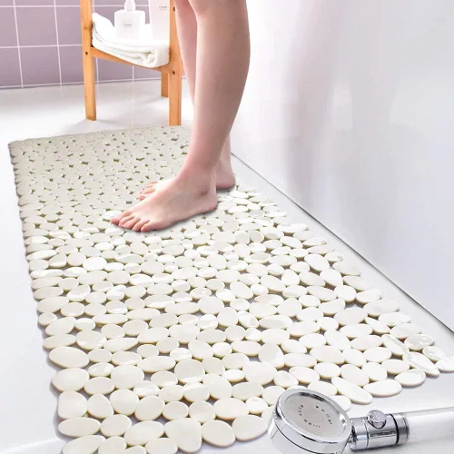 Miniatura 7 de SONGZIMING Tapete de Bañera Antideslizante de Guijarros para Baño y Ducha con Orificios de Drenaje, Tapete con Ventosas para Bañera