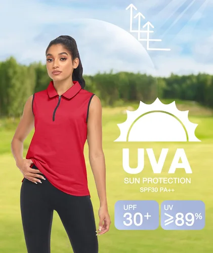 Miniatura 6 de SWISSWELL Camisas de golf para mujer, sin mangas, sin arrugas, estampado casual, verano, SMLXLXXL