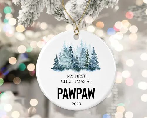 Miniatura 2 de My First Christmas As Pawpaw 2023 Adorno redondo para árbol de Navidad, regalos para papaya, recuerdo de nietos, adorno de árbol de Navidad