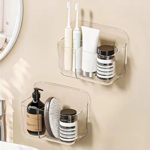 Diesisa Organizador de Pared de 2 Piezas de Acrílico, Organizador Adhesivo Transparente para Puerta de Gabinete, Estantes de Baño para Pared, Sin