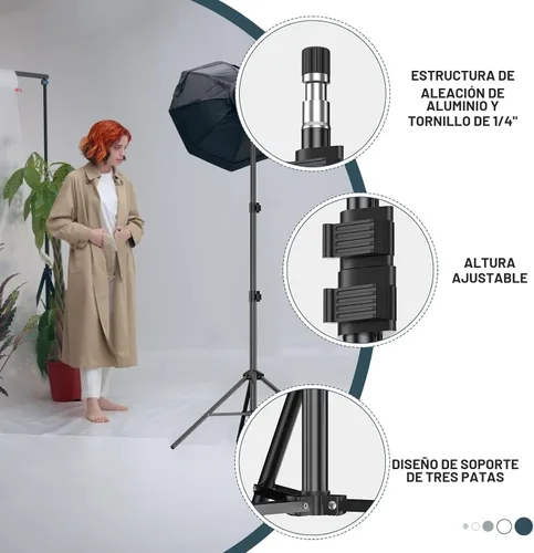 Miniatura 4 de EMART Soporte de luz de 7 pies para fotografía, soporte de trípode portátil para fotos y video, paquete de 2 soportes de iluminación con funda