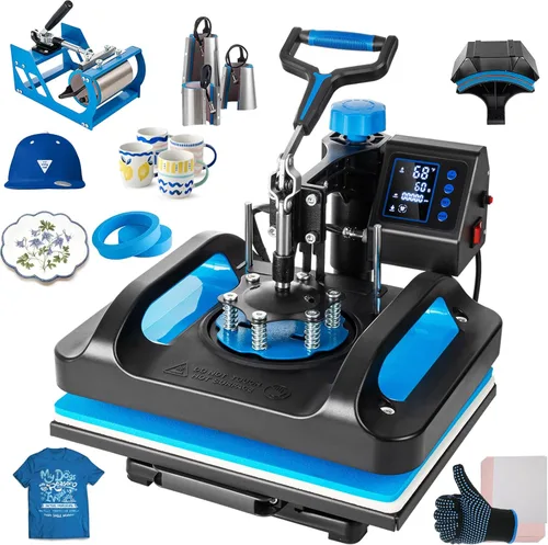 Leomru máquina de prensa de calor, prensa de calor 8 en 1, máquina de prensado de sublimación de 12 x 15 pulgadas para camisetas, máquina de