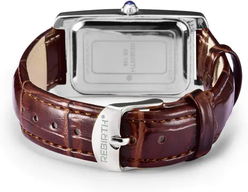 Miniatura 3 de carlien Reloj de cuarzo para mujer, elegante reloj de vestir rectangular con correa de cuero y corona de zafiro