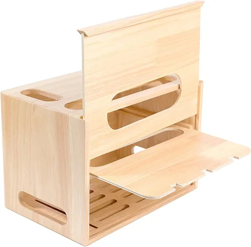Miniatura 3 de Cable Organizer Box Wooden Power Cable Box Wireless Router Rack Home Office Power Strip Storage Box Double-Layer Cable Management Box, Hide
