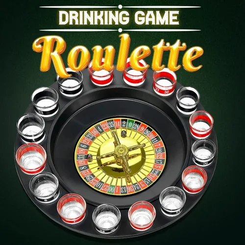 Miniatura 2 de Juego de Beber de Ruleta de Vidrio - Estilo Casino Con 2 Bolas y 16 Vasos