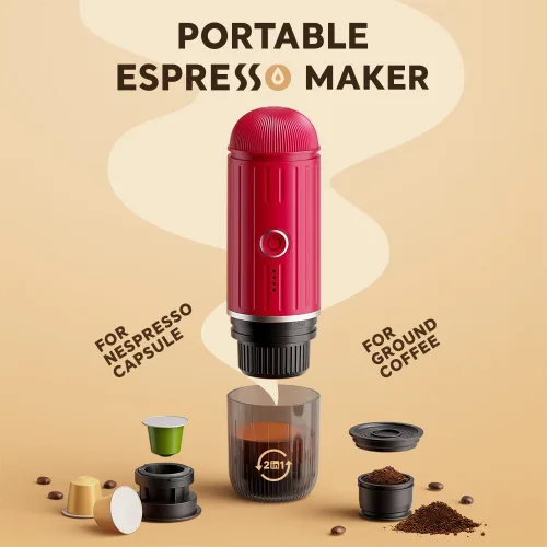 Miniatura 4 de Máquina de café espresso eléctrica portátil para cápsulas Nespresso, cafetera de viaje para camping, cafetera de automóvil con café molido