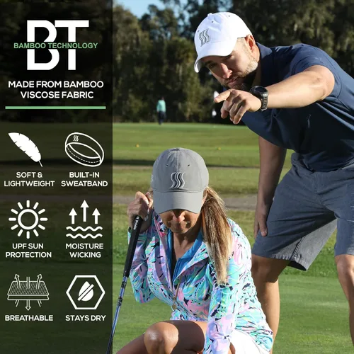 Miniatura 2 de SAAKA Sombrero de rendimiento para hombres y mujeres. Ajustable, absorbe el sudor. Golf, tenis, correr y deportes.