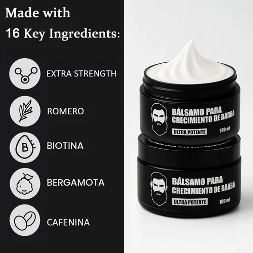 Miniatura 3 de Estimulante para Barba – Bálsamo de Crecimiento Ultra Potente, Bálsamo Estimulante para Barba, Hidrata y Fortalece la Barba, 100 ml / 3.5 oz