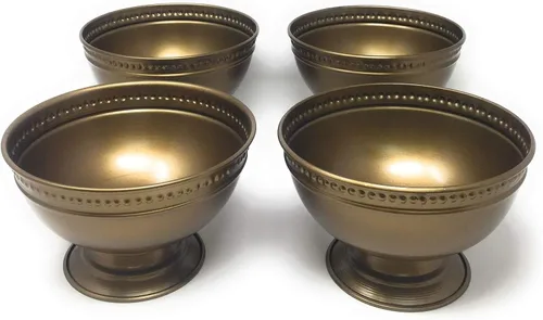 Miniatura 8 de Serene Spaces Living Cuenco de pedestal de hierro dorado antiguo, cuenco con pies versátiles, juego de 12, mide 5 pulgadas de alto y 8 pulgadas
