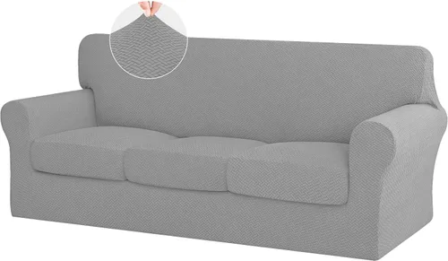 Miniatura 30 de ISSUNTEX - 4 piezas de fundas de sofá de alto estiramiento y espesor, funda suave para sofá con 3 cojines separados, funda elástica de sofá de tela
