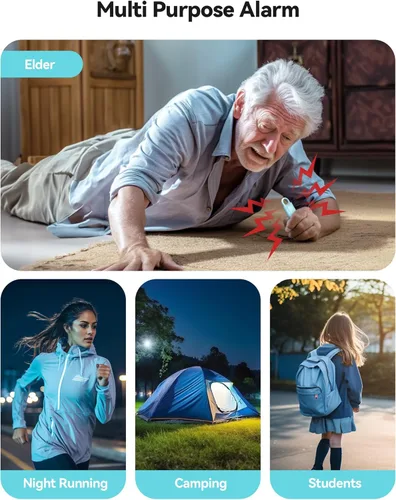 Miniatura 6 de TECKNET Alarma de seguridad personal recargable para mujeres, alarma de llavero de autodefensa de 130 dB con luz estroboscópica SOS, aviso de Azul