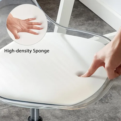 Miniatura 7 de Silla de escritorio de acrílico transparente, sillas fantasmas modernas con ruedas, bonita silla de plástico con ruedas sin brazos con altura