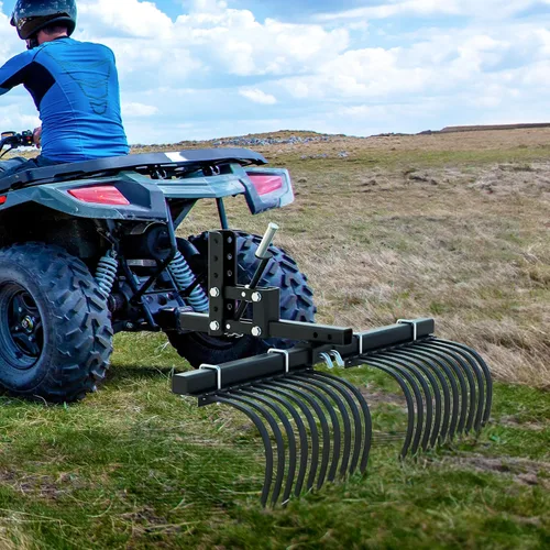 Miniatura 7 de YITAMOTOR Rastro de Paisaje para ATV/UTV para la Eliminación de Rocas, Grumos de Hierba y Escombros Compatible con el Elevador de Implemento Manual
