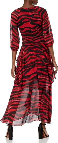 Miniatura 2 de Karl Lagerfeld Paris Women's Chiffon Animal Print Tiered Maxi