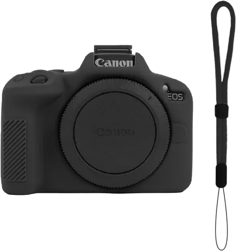 Funda para Canon EOS R50, funda protectora de silicona suave para Canon R50 con correa de muñeca ajustable de 8 pulgadas, funda ligera R50 (negro)