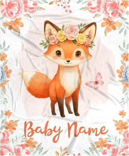 Miniatura 51 de Manta de bebé personalizada para niñas y niños pequeños, recién nacidos, regalos personalizados de vaca floral con nombre y texto, 40 x 30 pulgadas