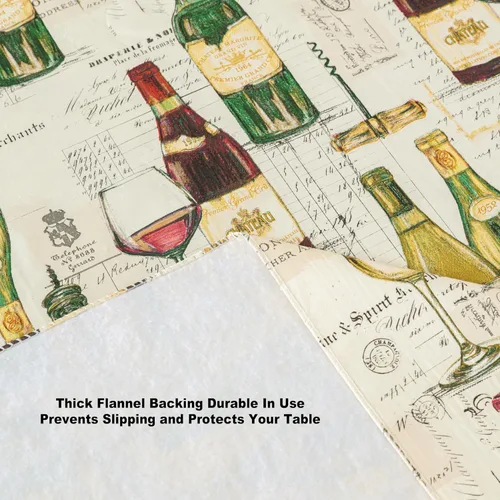 Miniatura 7 de Newbridge Mantel de vinilo con parte trasera de franela con impresión de cata de vinos, diseño de botellas de vino francesas y comerciantes