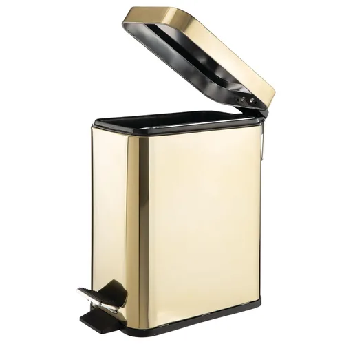 Miniatura 8 de mDesign Pequeño y moderno cubo de basura rectangular de metal con tapa y pedal de 1.3 galones, compacto, con cubo interior extraíble con asa