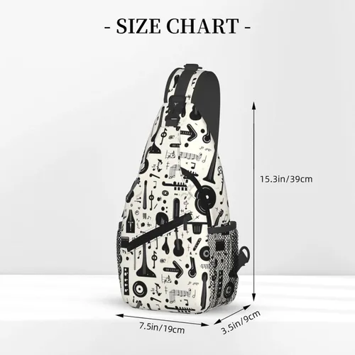 Miniatura 2 de Small Crossbody Bags for Women Men - Vintage Black Instrument Print Adjustable Shoulder Bag Fanny Packs Belt Sling Bag Crossbody Purses Backpack for