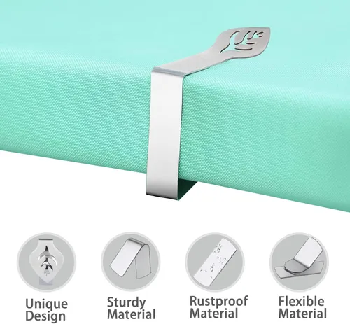 Miniatura 5 de Paquete de 10 clips para mantel de mesa, clip de mantel de pícnic en forma de hoja, para exteriores, grande, resistente, acero inoxidable, cubierta