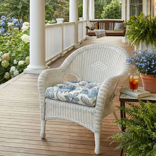 Miniatura 2 de Barnett Home Decor Cojines de Silla de Mimbre para Interiores y Exteriores - Azul Boutique Floral Tamaño Grande para Silla de Patio 19 x 19