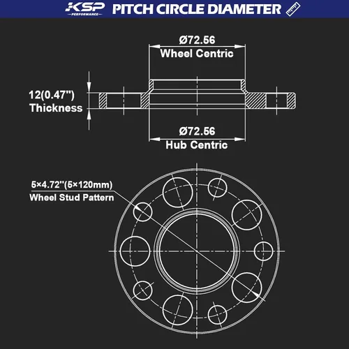 Miniatura 3 de Espaciadores de rueda KSP PERFORMANCE 5X120mm, espaciador forjado de ajuste de 12.7mm centrado en el cubo para E36 E46 E90 E92 E60, 2 piezas de 1/2