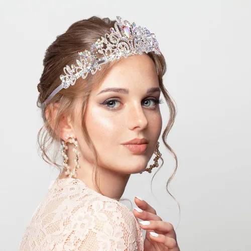 Miniatura 5 de BBTO 10 piezas de tiaras y coronas de cristal para mujeres y niñas, corona de princesa con diamantes de imitación, diademas de reina con peines