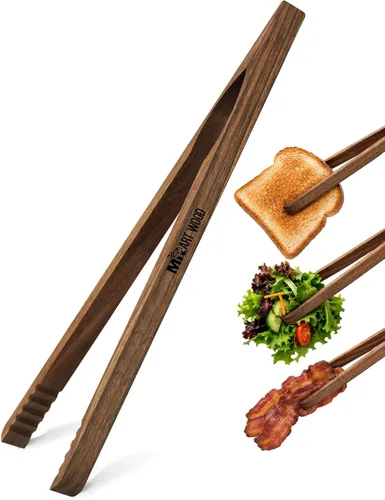 Miniatura 10 de 4 pinzas de madera para tostadora, utensilios de cocina de madera de fresno de 10 pulgadas, fácil de agarrar, diseño antideslizante para tostadas