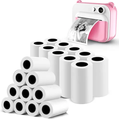 Paquete de 20 papeles de impresión de repuesto de cámara instantánea para niños, impresora fotográfica de 2.2 x 1.2 pulgadas, rollos de papel 20