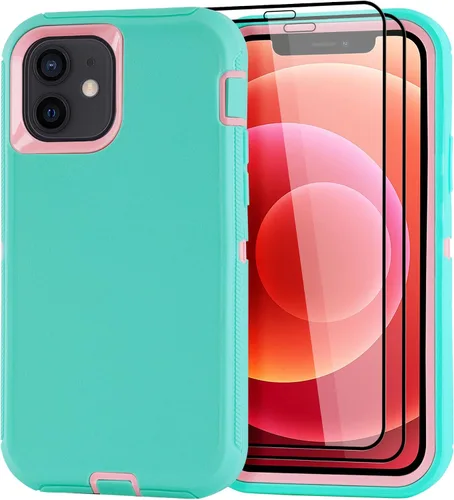 Miniatura 26 de Funda para iPhone 12 Mini con funda de clip para cinturón y 2 protectores de pantalla, funda de protección completa resistente de grado militar a