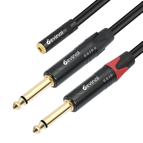 Miniatura 10 de TRS a Dual TS Breakout Cable - Adaptador estéreo hembra de 1/4 pulgadas a doble macho TS de 0.250 in y hembra de 0.250 in a divisor mono Y de 2 x