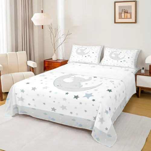 Miniatura 9 de Lindo juego de sábanas de elefante, tamaño individual, juego de ropa de cama de elefante de dibujos animados para niñas, niños y adolescentes
