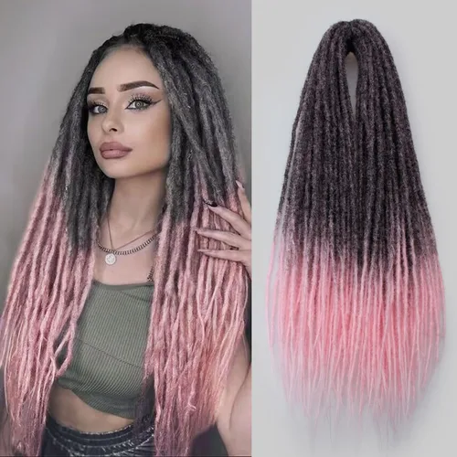 Miniatura 10 de 20 hebras de 24 pulgadas, extensiones de rastas color burdeos, rastas de cabello de ganchillo para mujer, hechas a mano, suaves, trenzas de cabello