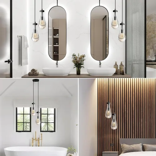 Miniatura 6 de Luces Colgantes Modernas en Forma de Gota de Lluvia, Lámparas Colgantes de Latón de 2 Luces para Isla de Cocina, Iluminación Colgante Dorada