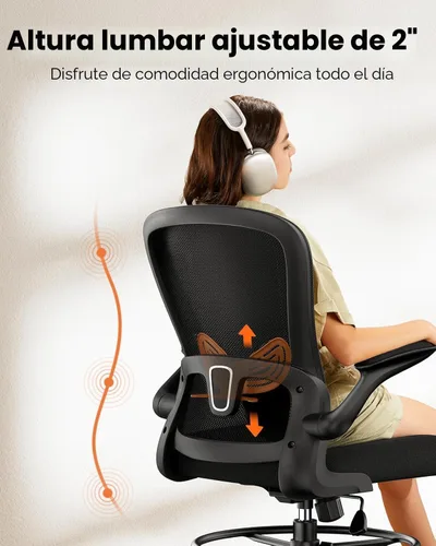 Miniatura 3 de ErGear Silla de dibujo, silla de escritorio de pie con reposabrazos abatibles, silla de escritorio alta altura ajustable, silla de oficina alta Negro